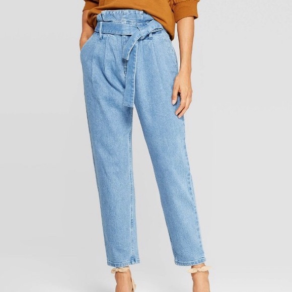 Who What Wear Denim - Who What Wear Blue Paperbag mid rise Jeans